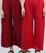 Pack of 2 Women Flared Rayon Palazzo