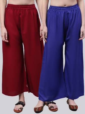 Pack of 2 Women Flared Rayon Palazzo 1