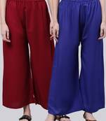Pack of 2 Women Flared Rayon Palazzo