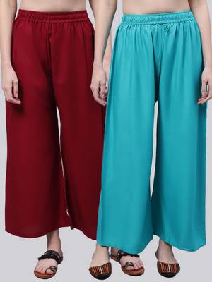 Pack of 2 Women Flared Rayon Palazzo 1