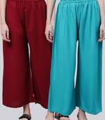 Pack of 2 Women Flared Rayon Palazzo