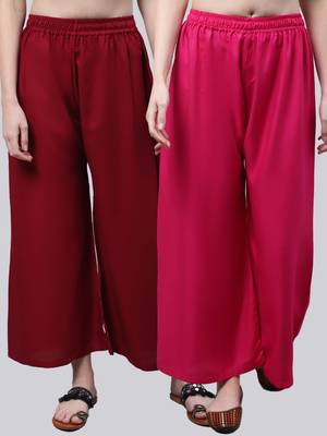Pack of 2 Women Flared Rayon Palazzo 1