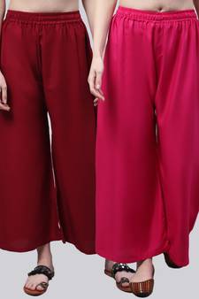 Pack of 2 Women Flared Rayon Palazzo