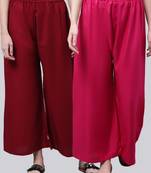 Pack of 2 Women Flared Rayon Palazzo