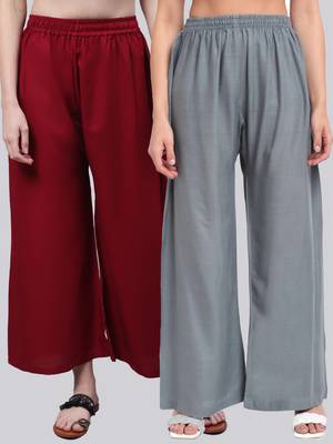 Pack of 2 Women Flared Rayon Palazzo 1