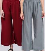 Pack of 2 Women Flared Rayon Palazzo