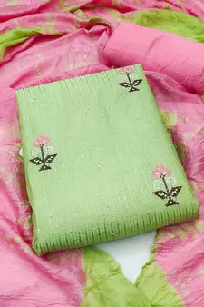Green embroidered cotton salwar