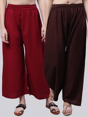 Pack of 2 Women Flared Rayon Palazzo 1