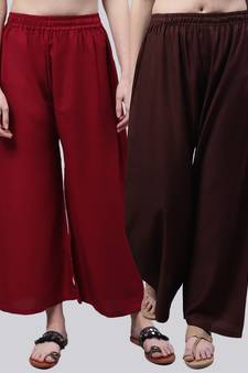 Pack of 2 Women Flared Rayon Palazzo