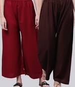 Pack of 2 Women Flared Rayon Palazzo