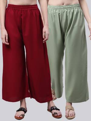 Pack of 2 Women Flared Rayon Palazzo 1