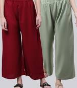 Pack of 2 Women Flared Rayon Palazzo