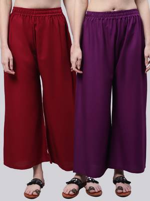 Pack of 2 Women Flared Rayon Palazzo 1