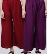 Pack of 2 Women Flared Rayon Palazzo