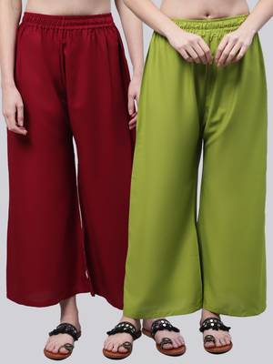 Pack of 2 Women Flared Rayon Palazzo 1