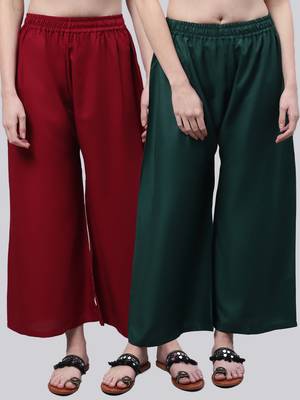 Pack of 2 Women Flared Rayon Palazzo 1