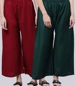 Pack of 2 Women Flared Rayon Palazzo