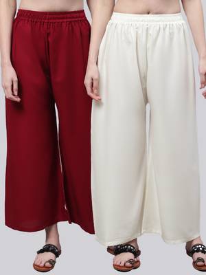 Pack of 2 Women Flared Rayon Palazzo 1