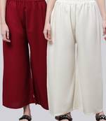 Pack of 2 Women Flared Rayon Palazzo