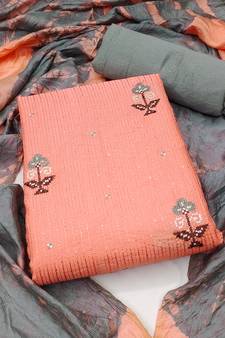 Peach embroidered cotton salwar