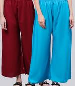 Pack of 2 Women Flared Rayon Palazzo