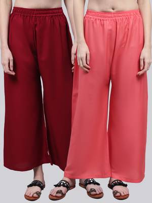 Pack of 2 Women Flared Rayon Palazzo 1
