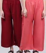Pack of 2 Women Flared Rayon Palazzo
