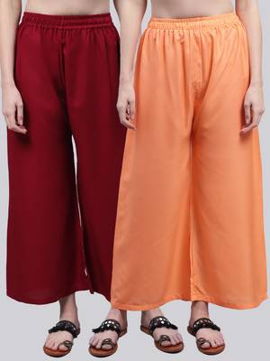 Pack of 2 Women Flared Rayon Palazzo 1
