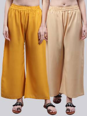 Pack of 2 Women Flared Rayon Palazzo 1