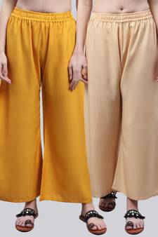 Pack of 2 Women Flared Rayon Palazzo