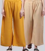 Pack of 2 Women Flared Rayon Palazzo