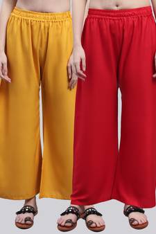 Pack of 2 Women Flared Rayon Palazzo