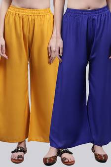Pack of 2 Women Flared Rayon Palazzo
