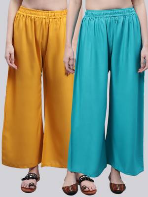 Pack of 2 Women Flared Rayon Palazzo 1