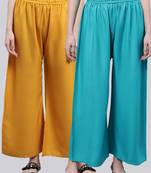 Pack of 2 Women Flared Rayon Palazzo