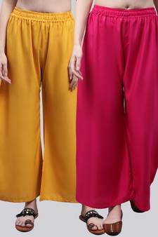 Pack of 2 Women Flared Rayon Palazzo