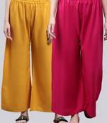 Pack of 2 Women Flared Rayon Palazzo
