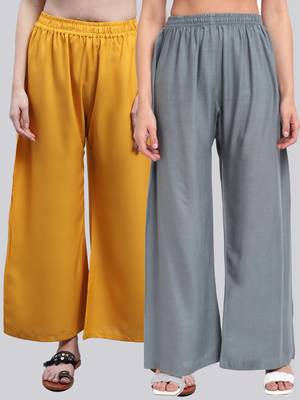 Pack of 2 Women Flared Rayon Palazzo 1