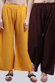 Pack of 2 Women Flared Rayon Palazzo