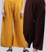 Pack of 2 Women Flared Rayon Palazzo