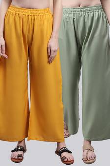 Pack of 2 Women Flared Rayon Palazzo