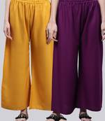 Pack of 2 Women Flared Rayon Palazzo
