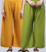 Pack of 2 Women Flared Rayon Palazzo