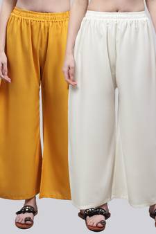 Pack of 2 Women Flared Rayon Palazzo