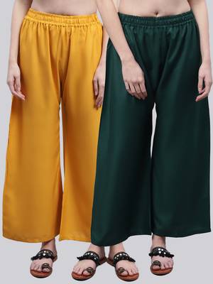 Pack of 2 Women Flared Rayon Palazzo 1