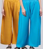Pack of 2 Women Flared Rayon Palazzo