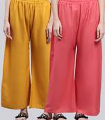 Pack of 2 Women Flared Rayon Palazzo
