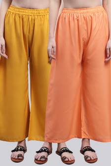 Pack of 2 Women Flared Rayon Palazzo