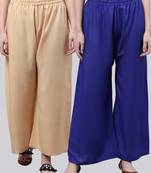 Pack of 2 Women Flared Rayon Palazzo