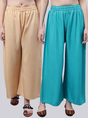 Pack of 2 Women Flared Rayon Palazzo 1